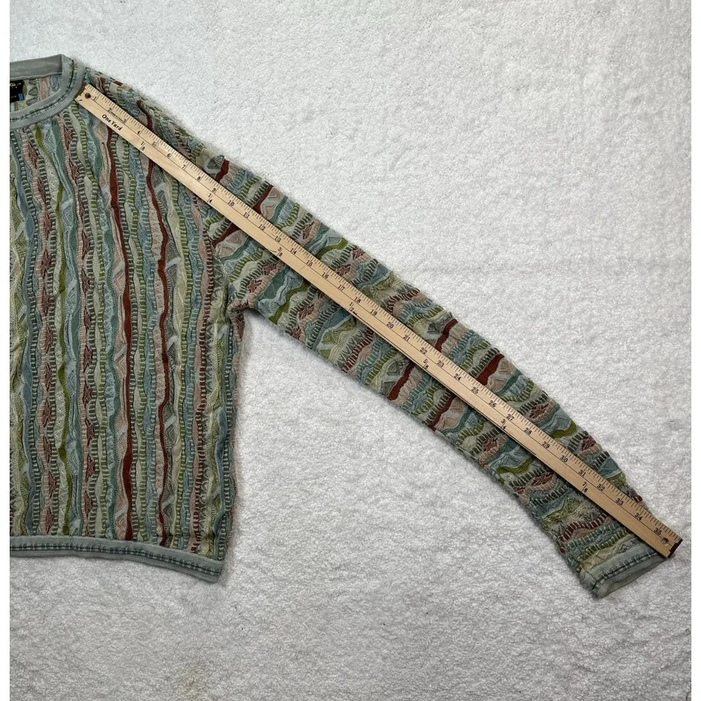 COOGI Women's 3D Cable Knit Crew Neck Size XL Sage Green Colorful 90's - Picture 10 of 13